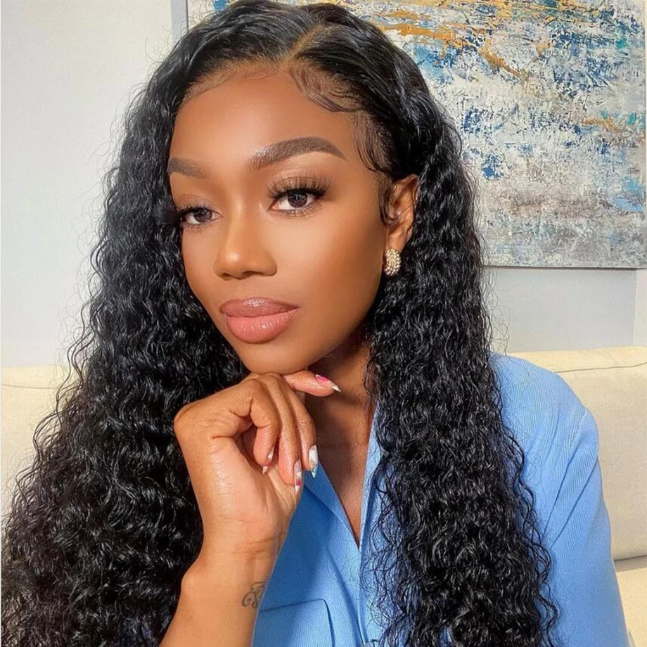 Kinky Curly 13x4 Lace Front Human Hair Wigs For Women Indian Hair Lace Frontal Wig Deep Wet And Wavy 4x4 Lace Closure Wigs Sale