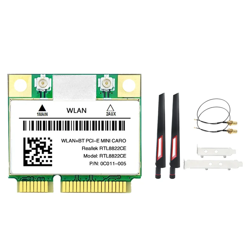 Rtl8822ce Wifi Kaart + Antennekit 2.4G + 5Ghz 802.11ac Netwerk Mini Pcie