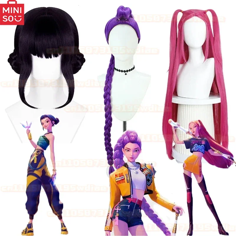 Peruka Kpop Demon Hunters Rumi Mira Zoey Saja Boys Baby Peruka Męska Damska Syntetyczne Włosy Darmowy Czepek na Perukę Cosplay Halloween Party Rekwizyty