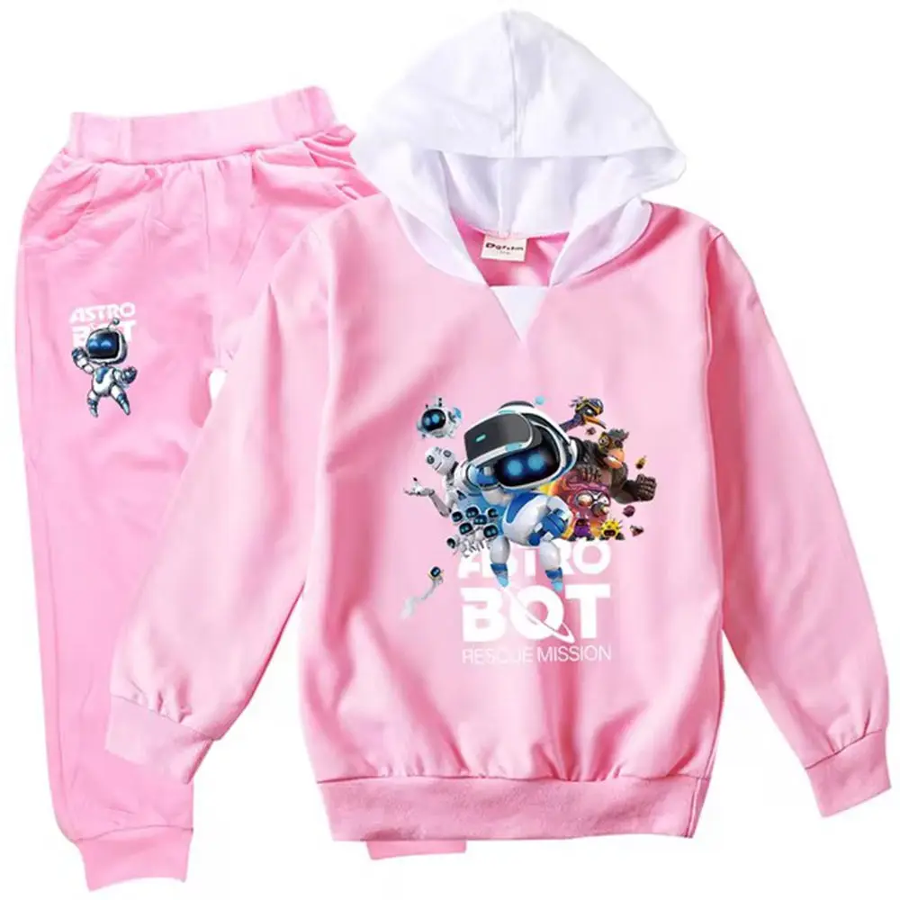 Hot Game ASTROBOT Clothes Kids Astros Playroom Cartoon Hoodie Pants 2pcs Sets Toddler Girls Outfits Teen Boys Autumn Tracksuits