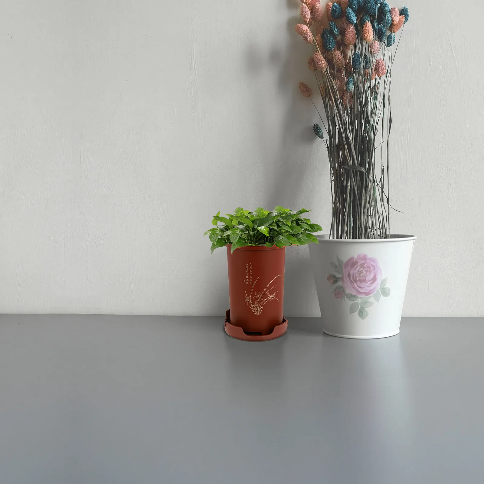 Maceta de Resina para Plantas, Florero Creativo y Sencillo, Jardinera con Ranuras, Macetas de Terracota para Jardín, Balcón, Patio, Parque, con Drenaje