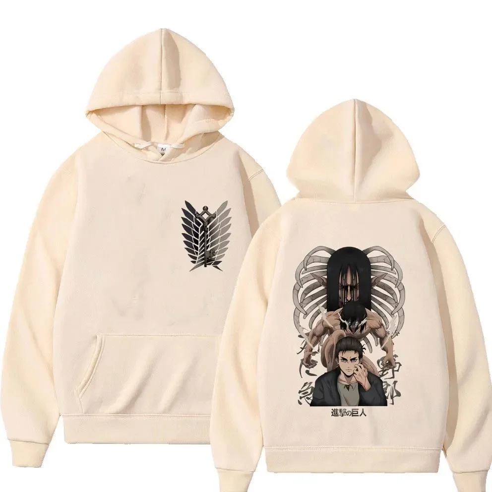 Anime Attack On Titan mężczyźni kobiety bluzy Yeager Eren graficzny nadruk z kapturem bluza w dużych rozmiarach Harajuku Streetwear sweter