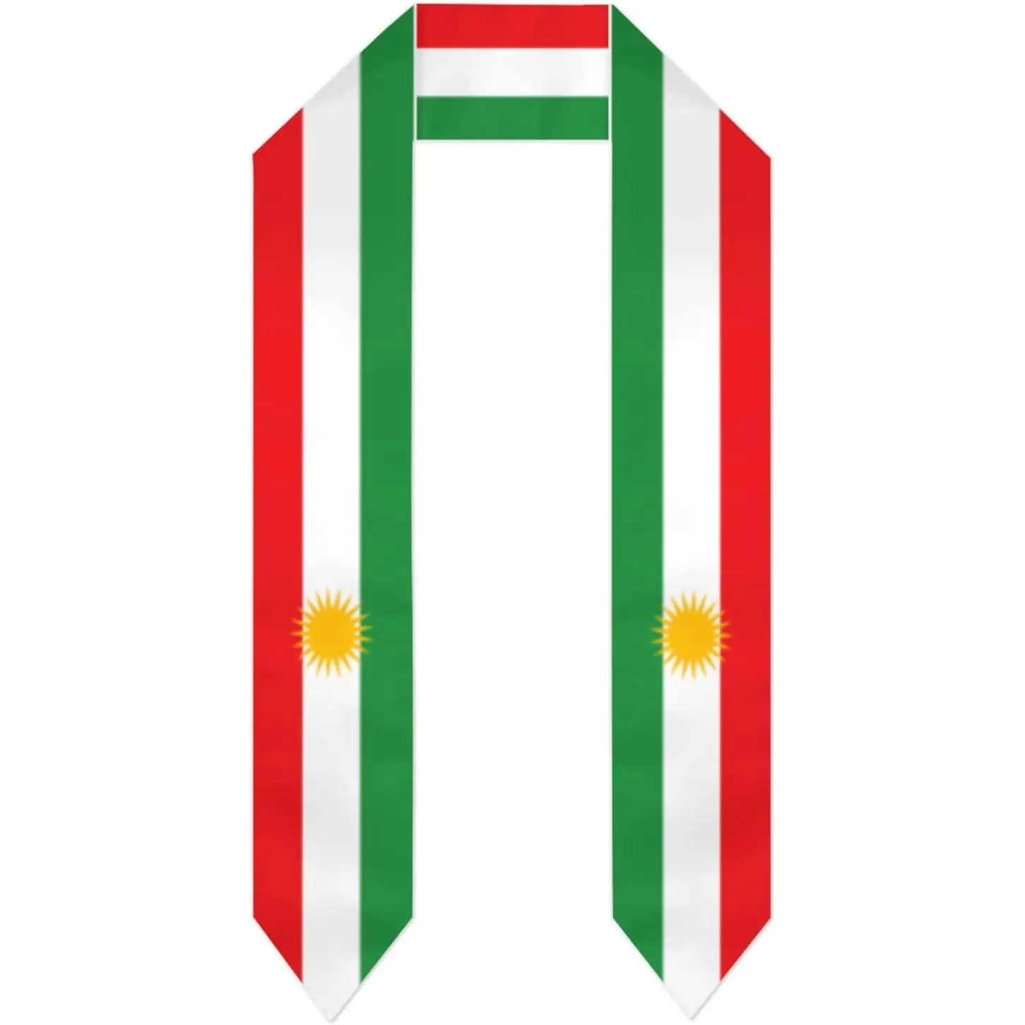 Kurdistan National Flag Inspired Graduation Sash Stole Print with Sun Symbol,Cultural Identity Accessory