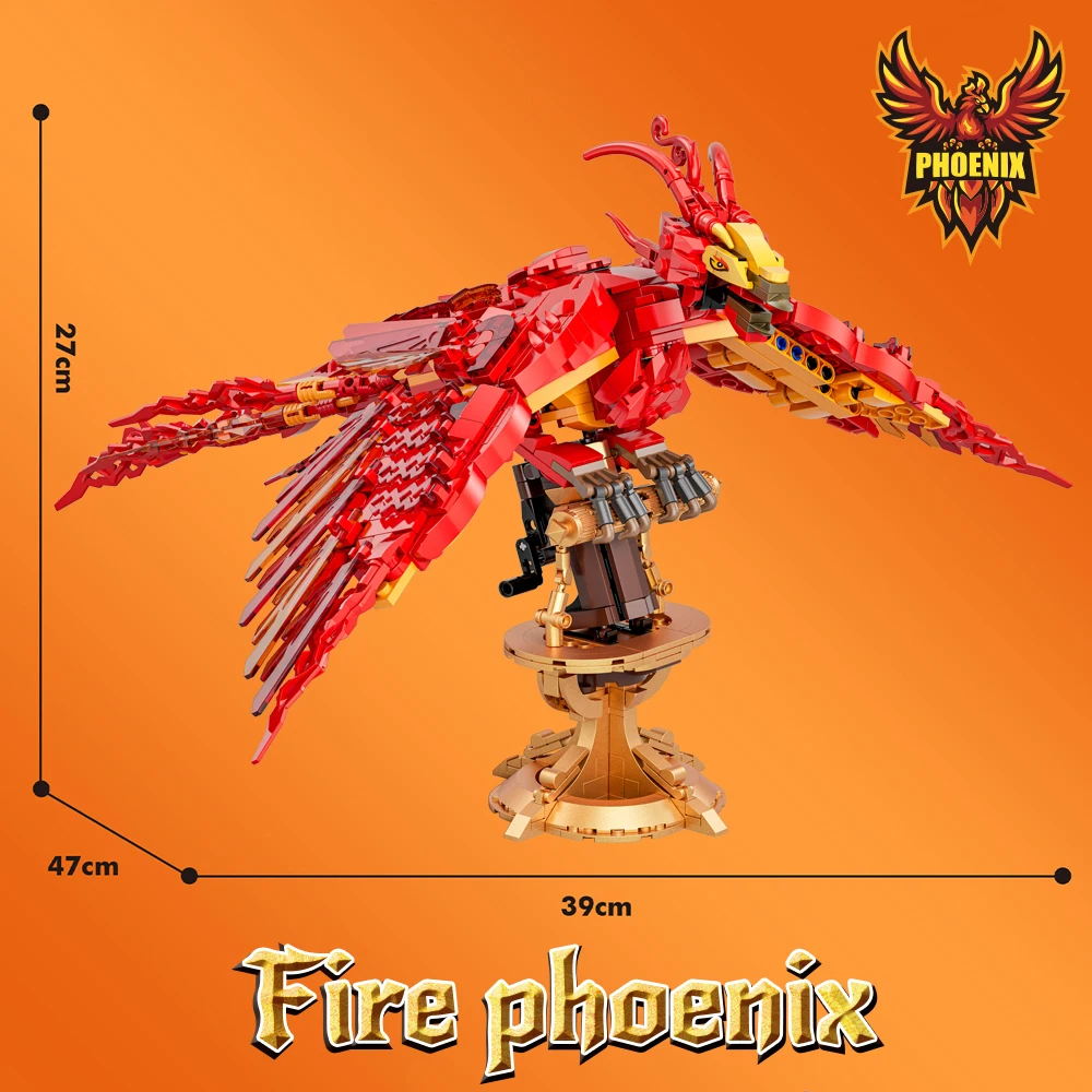 New Magic Movie Owl Fire Phoenix Chinese Fly Divine Beast Building Blocks Bricks Mythical Animal Model Assembled Toy Kid Gifts