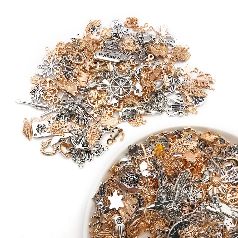 20/30/50pcs Mixed KC Gold Antique Silver Pendant For DIY Handmade Bracelets Neacklaces Keychain Jewelry Making Supplies Crafts