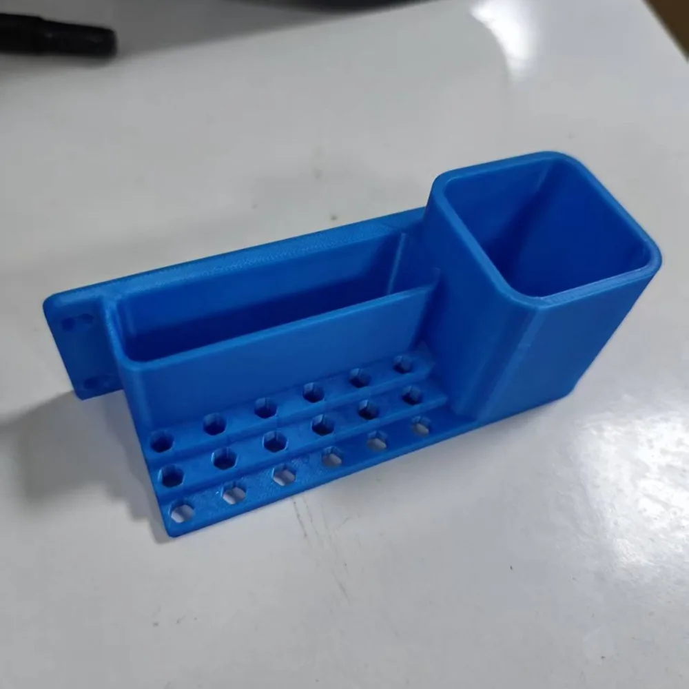Dual Compartments Tool Storage Box Hex Bit Slots Open Top Drill Bit Organizer Compact Plastic Build Wall Mount Rack