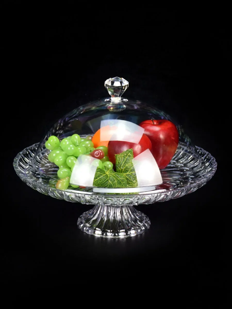 

#Luxury fruit tray with lid try to eat plastic transparent dessert tray home multifunctional round candy tray.