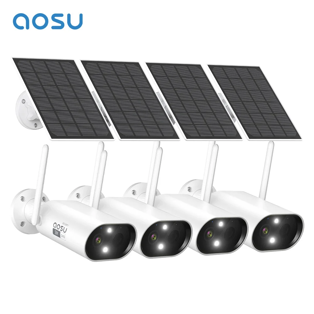 

AOSU 4/8/12 шт. Wi-Fi камера на солнечной энергии, 100% беспроводная уличная камера безопасности со встроенным аккумулятором, цветное ночное видение, двусторонняя аудиосвязь, камера видеонаблюдения