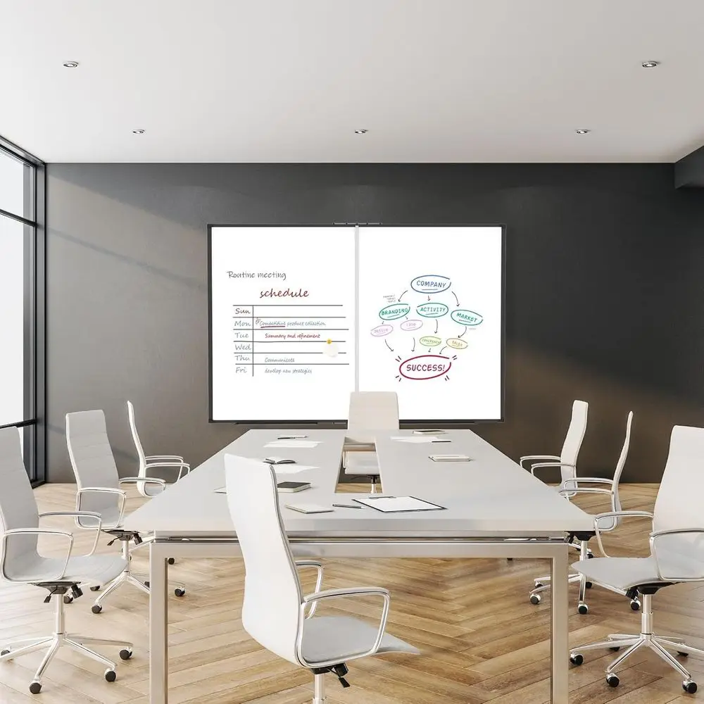 لوح مسح جاف مغناطيسي بإطار من الألومنيوم قابل للطي مقاس 48 × 36، سبورة بيضاء للمدرسة والمكتب والاستخدام المنزلي