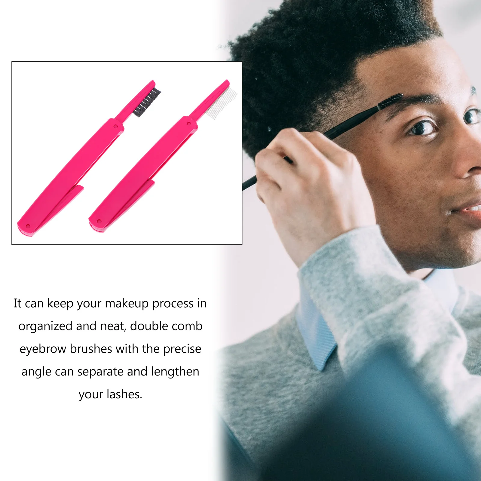 2 pezzi spazzole per sopracciglia pieghevoli pettini per ciglia strumento per mascara a doppia estremità set di pennelli portatili per toelettatura essenziale da viaggio