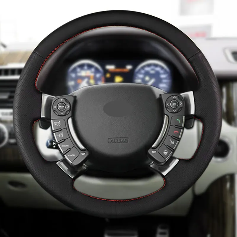 

Braid On Car Steering Wheel Perforate Leather Cover For Land Rover Range Rover 2003 2004 2005 2006 2007 2008 2009 2010 2011 2012