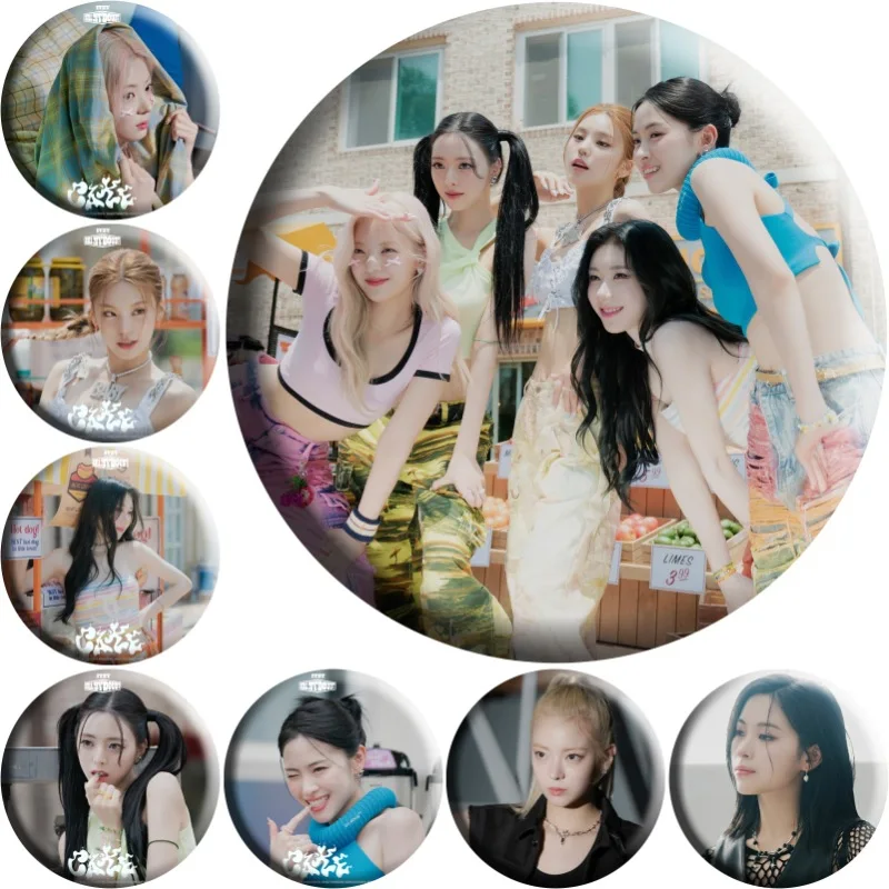 Kpop ITZY Mini 7th Album CAKE Photo Badge Lia YuNa Round Tinplate Mirror Keychain RYuJin YeJi Bookbag Pendant Pins Fans Gift