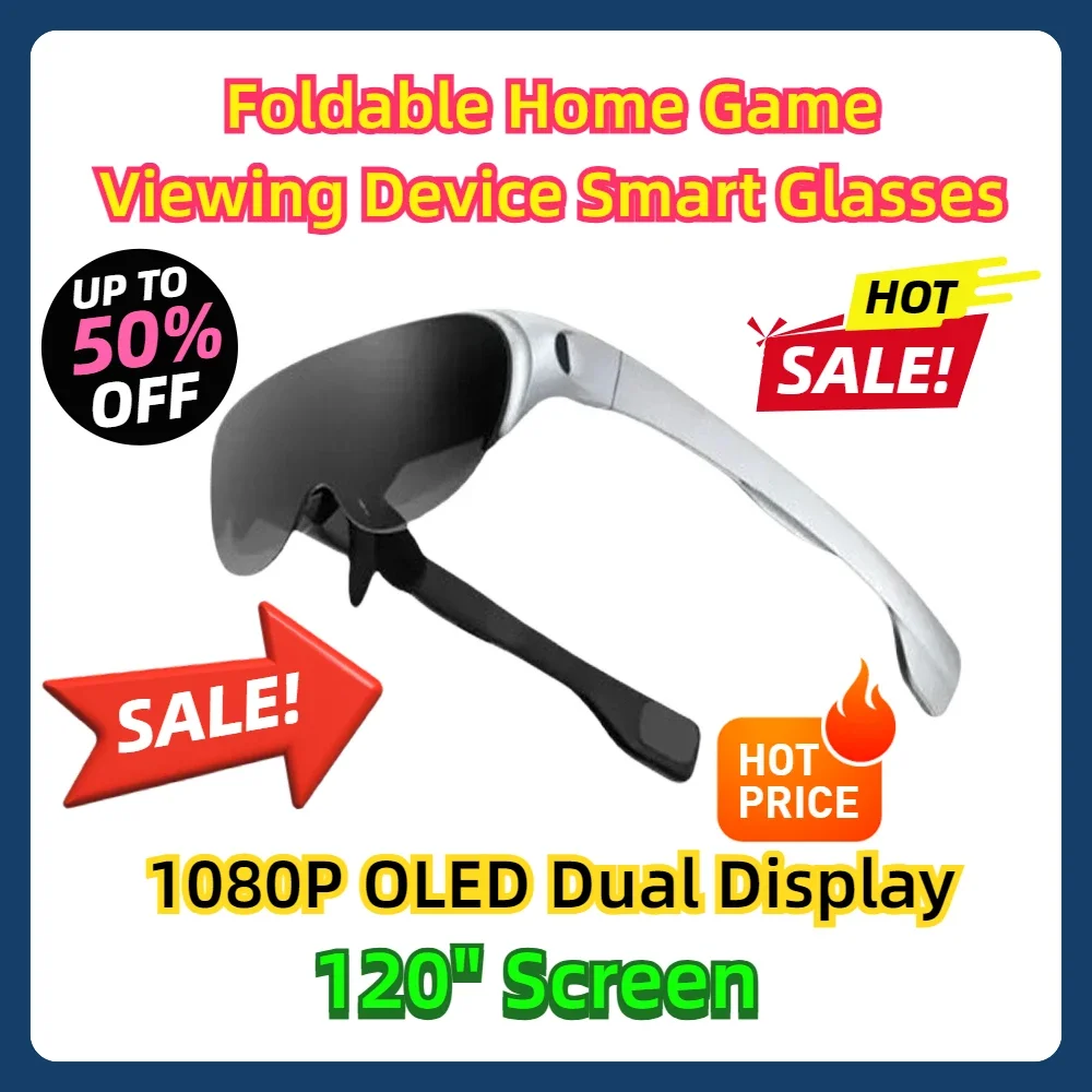 

Rokid Air AR Smart Glasses 120" Screen with 1080P OLED Dual Display 43°FoV 55PPD Foldable Home Game Viewing Device