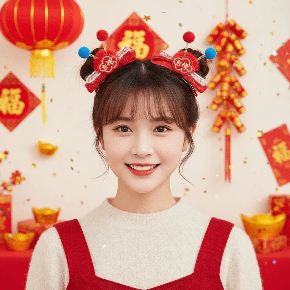 

Lion Children's Chinese Hairpins Barrettes Embroidered Bow New Year Tassel Hair Hoop Flower Tang Suit Ball Hair Rope Festival