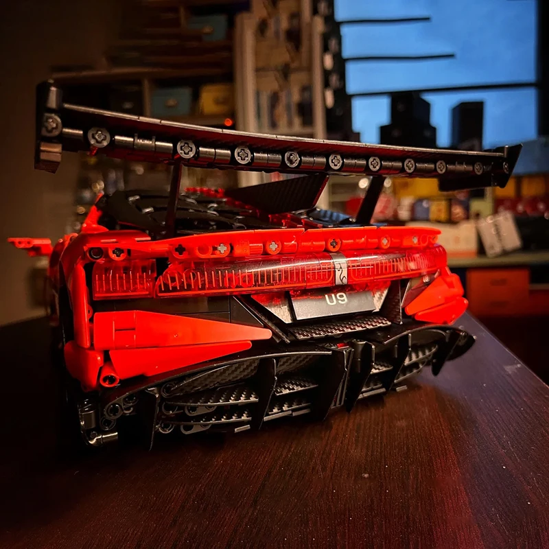 U9 Supersportwagen Technischer Baukasten 1:8 Maßstab Elektrischer Hypercar Konstruktions-Bausteine Modell DIY Montage-Spielzeug für Erwachsene – Detail 16