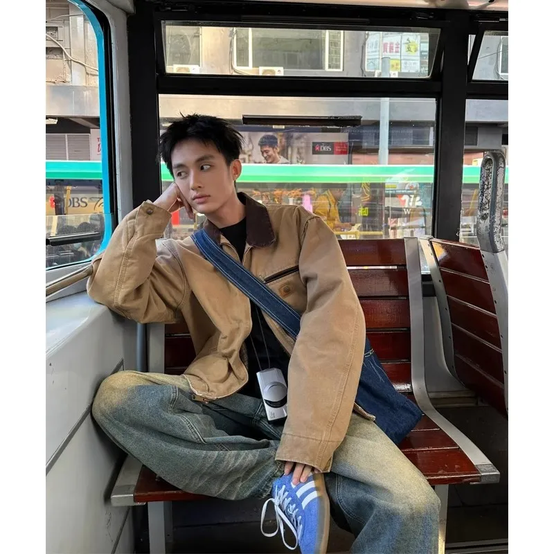 

i ort Jaet Men's American Retro Collar Cleanfit Premium Feeling Detroit Flight Suit Jaet Stand Fit Polyester Cott...