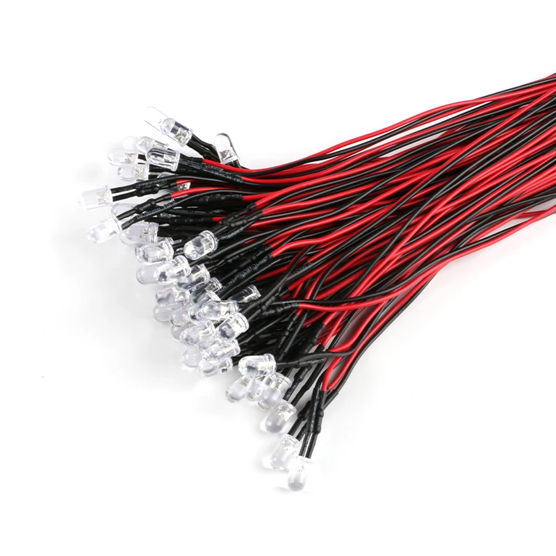 5pcs 3MM/5MM LED 20cm Diode Red Yellow Blue Green White Warm Pink Purple Orange RGB Slow Falsh Light Emitting Diodes With Cable