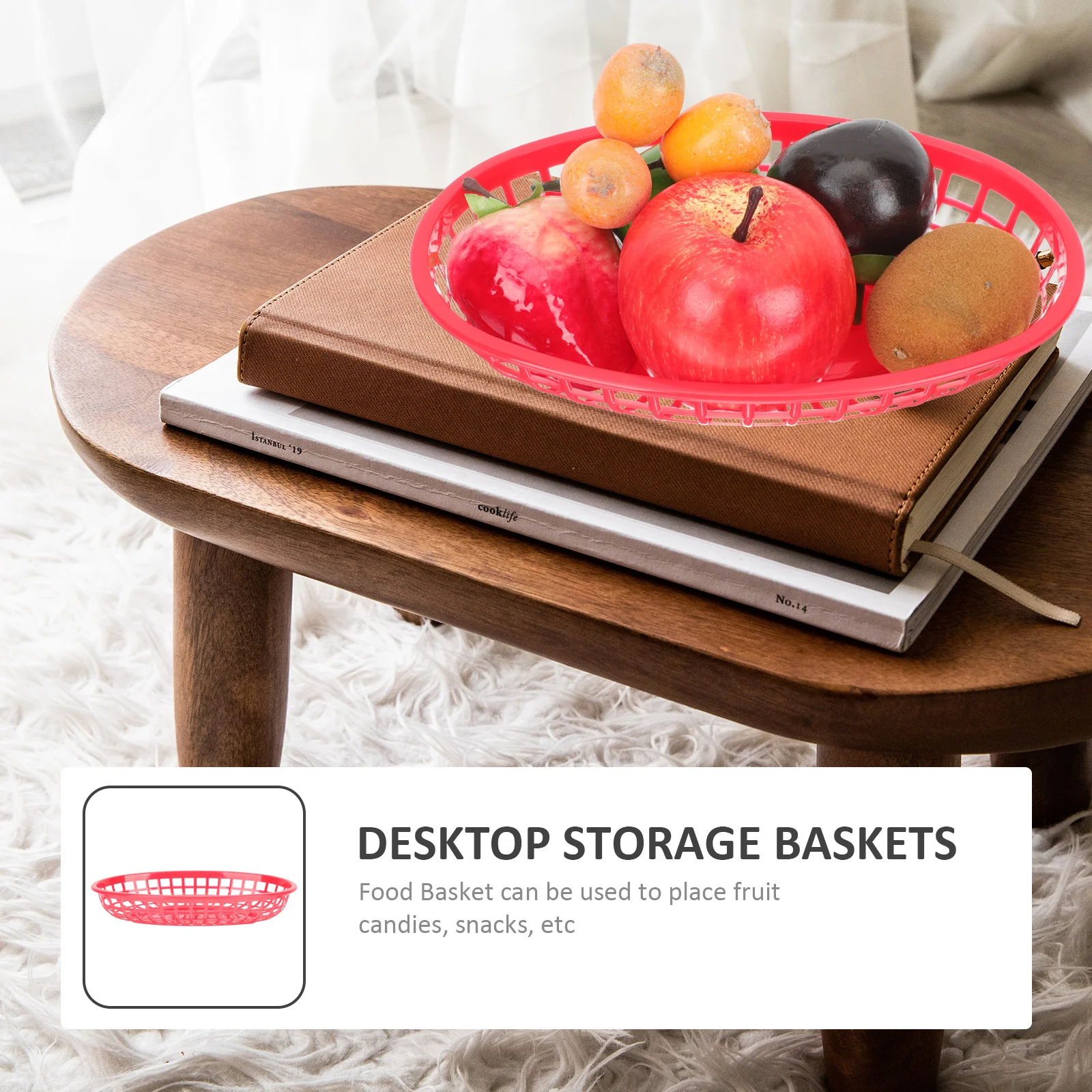 

4Pcs Vegetable Fruit Baskets Multi Use Plastic Storage Container for Kitchen Pantry Toiletries Cleaning Supplies Compact Desk