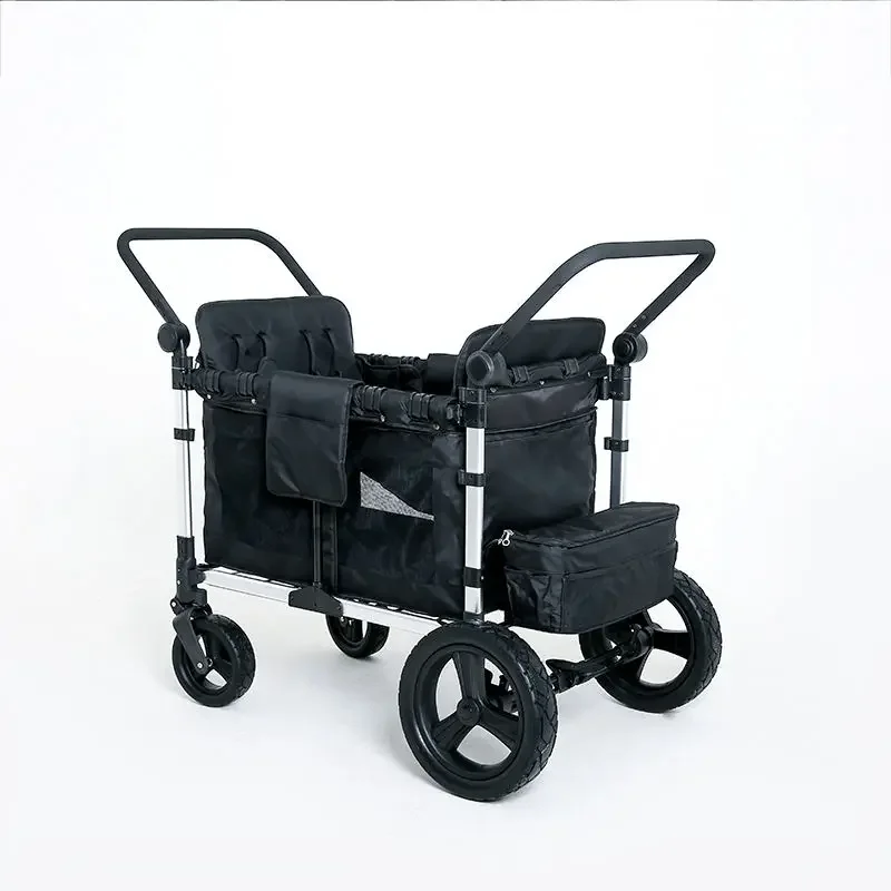 Collapsible Wagon Foldable Removable Seat Face To Face  Folding Utility Wagon Baby Strollers With 2 Seater Beach Park