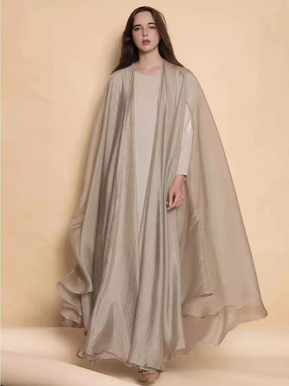 Eid Muslim Dress Two Pieces Women Cardigan Robe Suit Dresses Jalabiya Ramadan Morocco Abayas Dubai Islam Vestidos Modest Kaftan