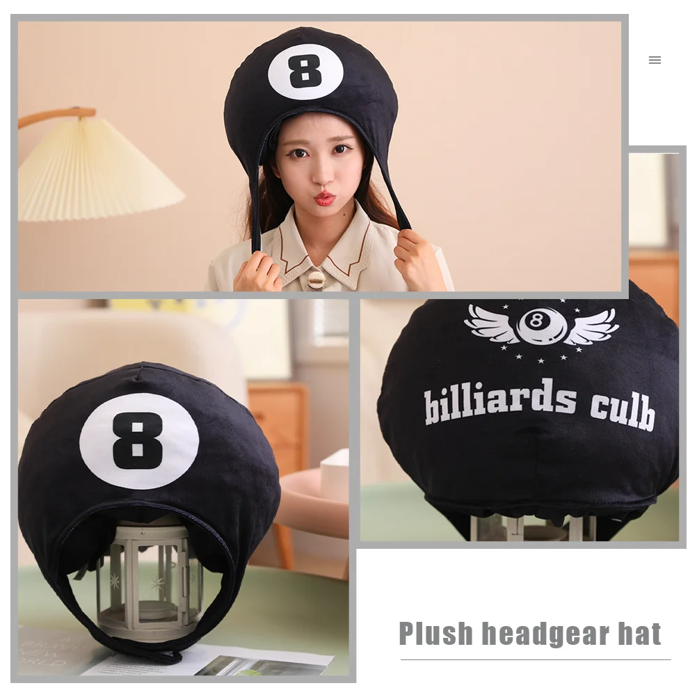 Billiards Black Eight Headgear Dance Performance Hat Prop Funny Party Toast Plush Pp Cotton Decorative Cosplay