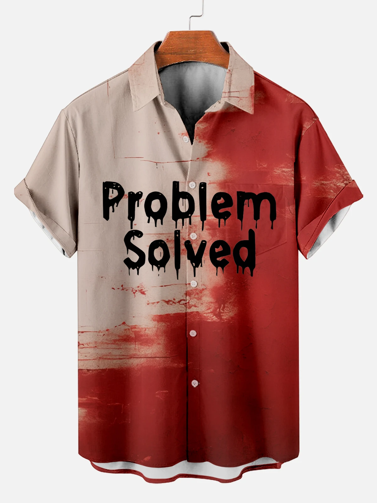 Men's Halloween Shirt Lapel Holiday Party Shirt Men's Casual Street Short Sleeve Bloody Letters Fashion Print Shirt