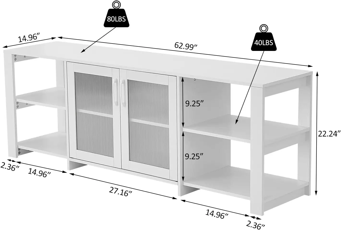 NEW TV Stand Television Stands Cabinet with 2 Doors 4 Open Cubby Storage Cabinets for Living Room Bedroom for TVs up