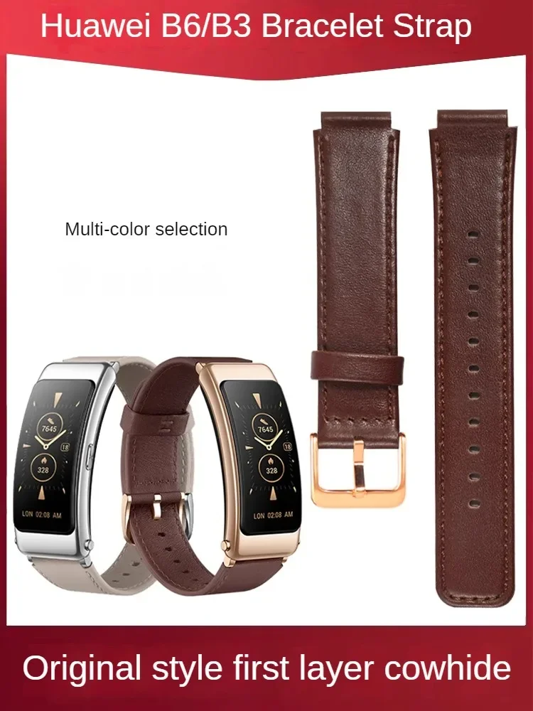 Leather Watch Strap for Women H-uawei B6 Smart Mocha Brown B3 Rhythm Black B7 Business Sports Strap Men 16mm