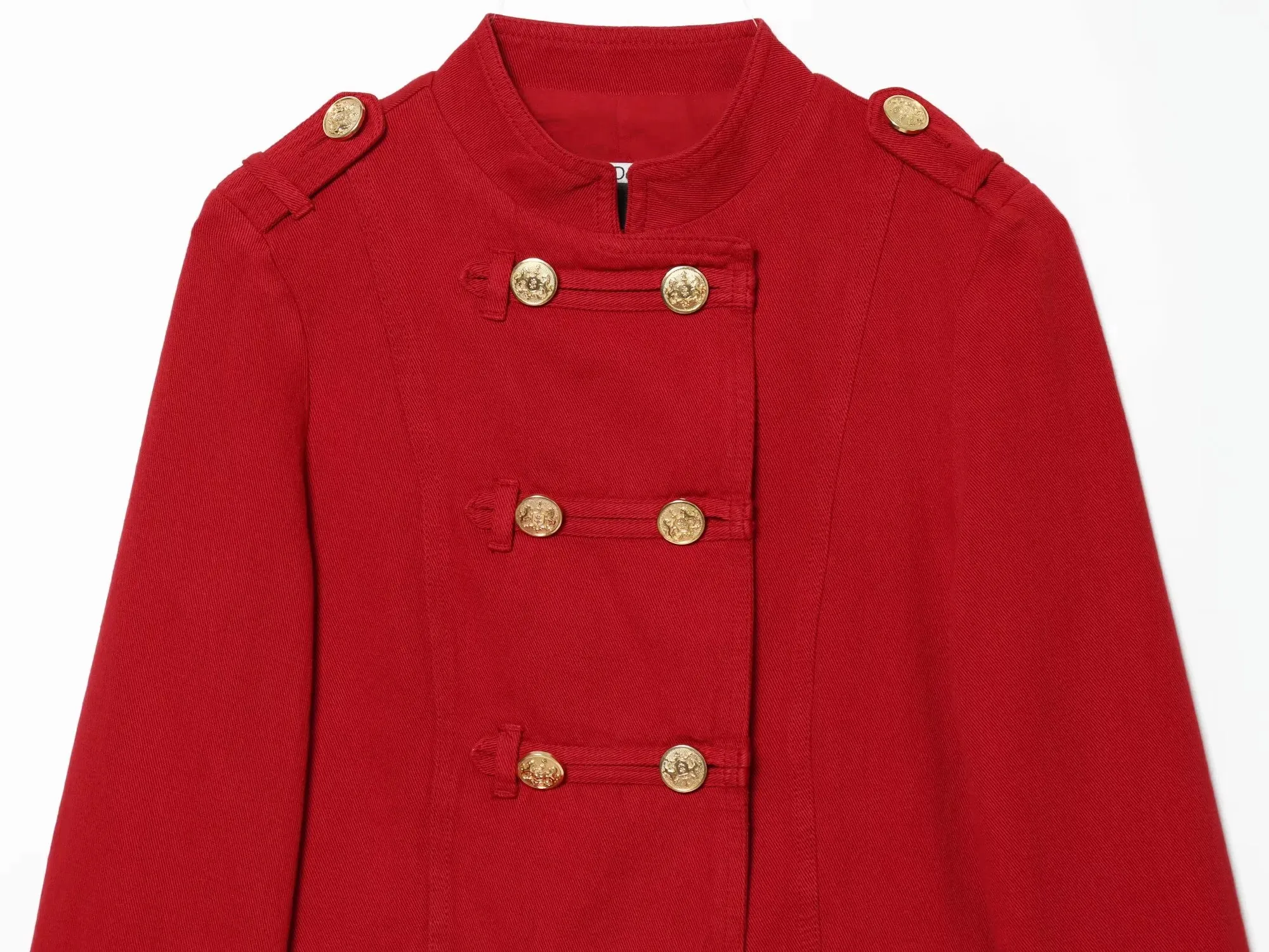 Damen Vintage Streetwear Einfarbige Jacke Elegante Rote Mode Doppelreihiger High-Street-Chic Damenmantel – Detail 6