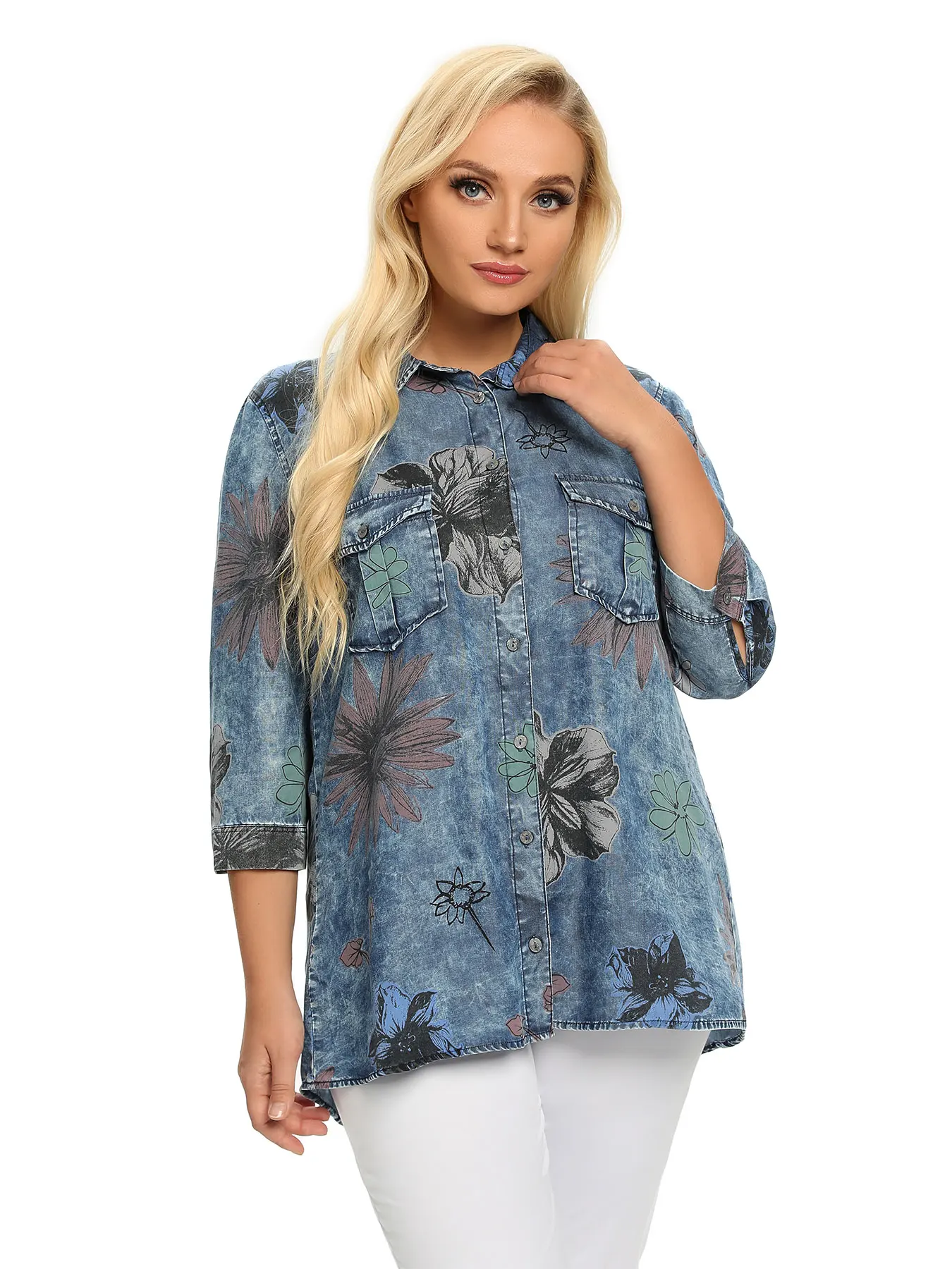 

Женская тканая рубашка больших размеров на весну и осень