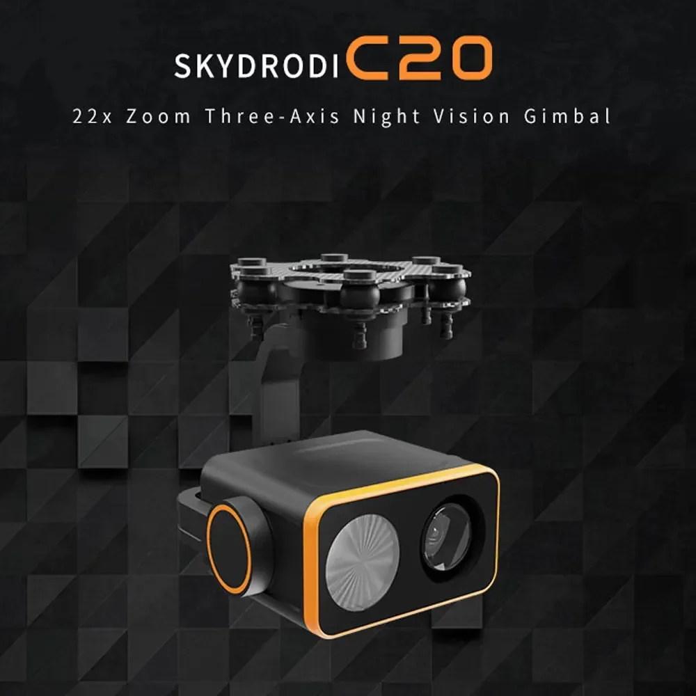 طائرة بدون طيار بجهاز تحكم عن بعد من Skydroid ، C20 ، 3 محاور ، رؤية ليلية ، كاميرا Gimbal ، تقريب بصري 22x ، H16 ، H30