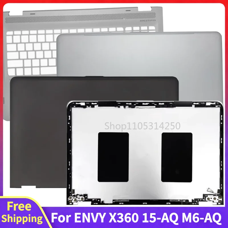 For ENVY X360 15-AQ M6-AQ 15-AR M6-AR TPN-W119 Screen Rear Lid Top Case Palmrest Bottom Case Silver Brown Replace LCD Back Cover