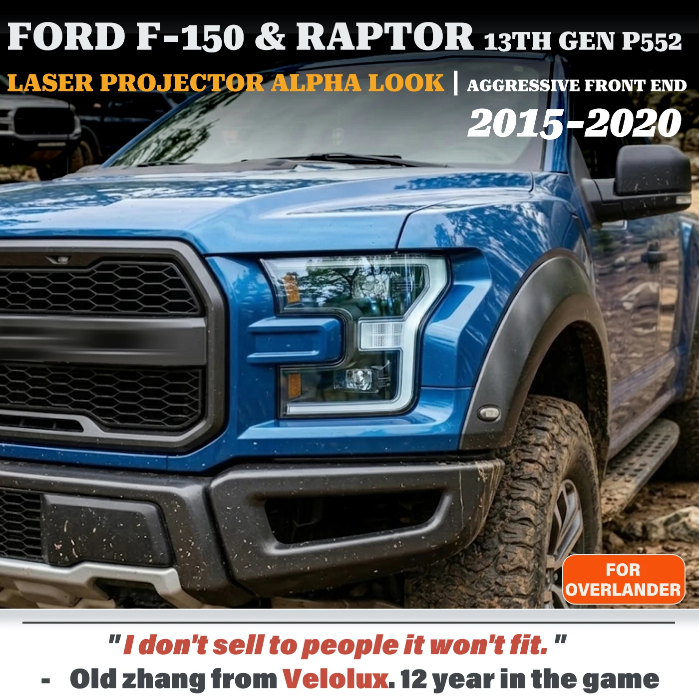 

For Ford F150 & Raptor 2015-2020 13th Gen P552 LED Headlights Assembly w/ Laser Projector Sequential OEM Old to New Upgrade