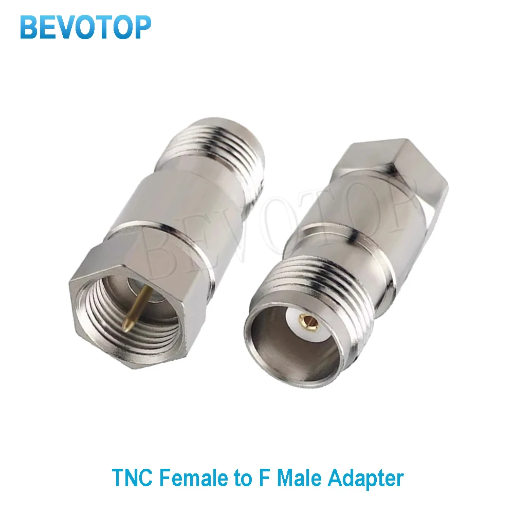 1Pcs F Male to TNC Female Straight Connector Nickel Plated Brass Copper TNC to F Coaxial RF Adapters for Electronic Components