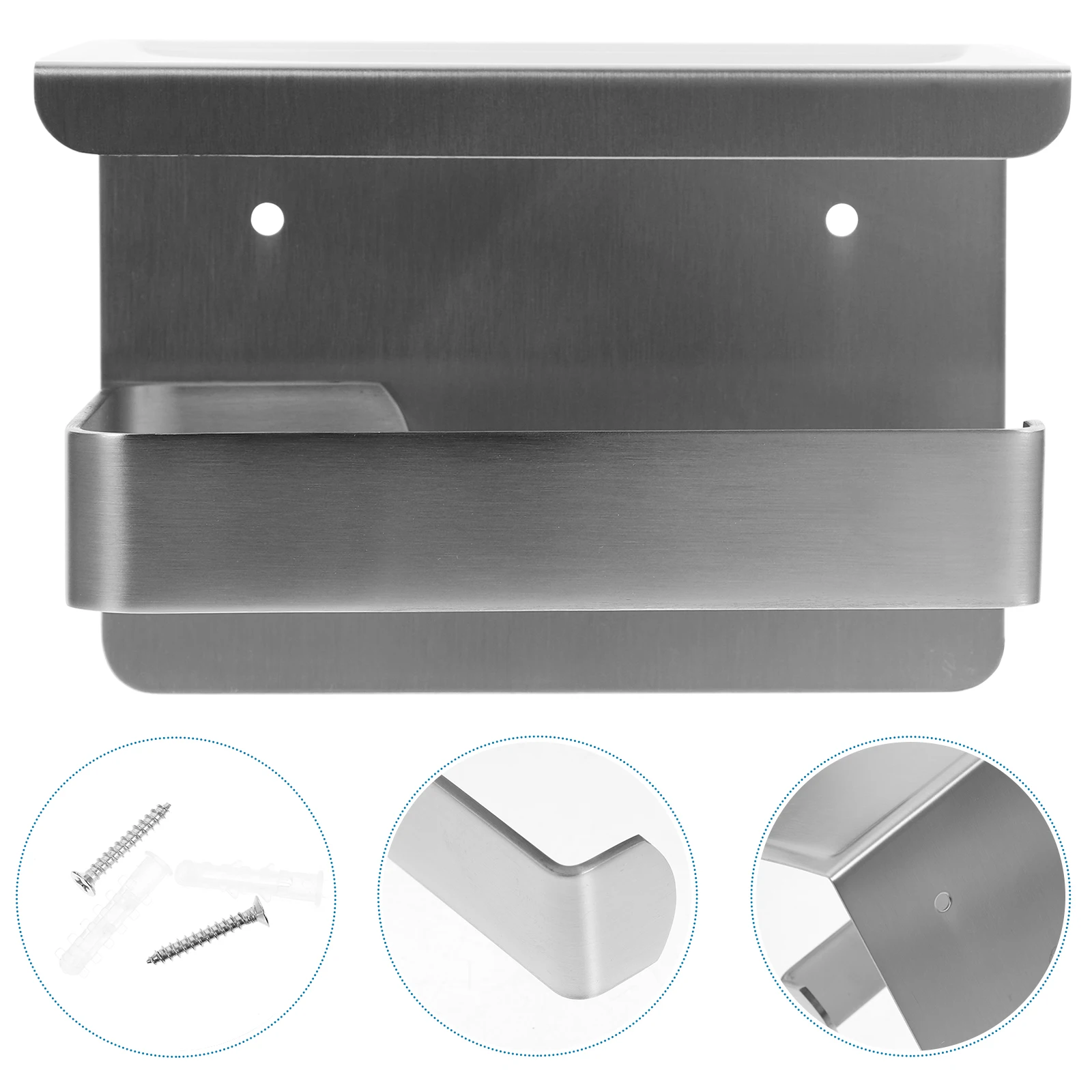 

Toilet Paper Holder Wall Mounted Stainless Steel Bathroom Storage Rack Shelf Multipurpose Mobile Phone Cigarettes Storage