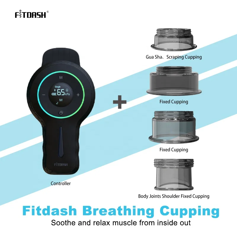 Fitdash-Sucção Elétrica Cupping Device, Gua Sha Raspagem, Massagem com 2 copos mutáveis