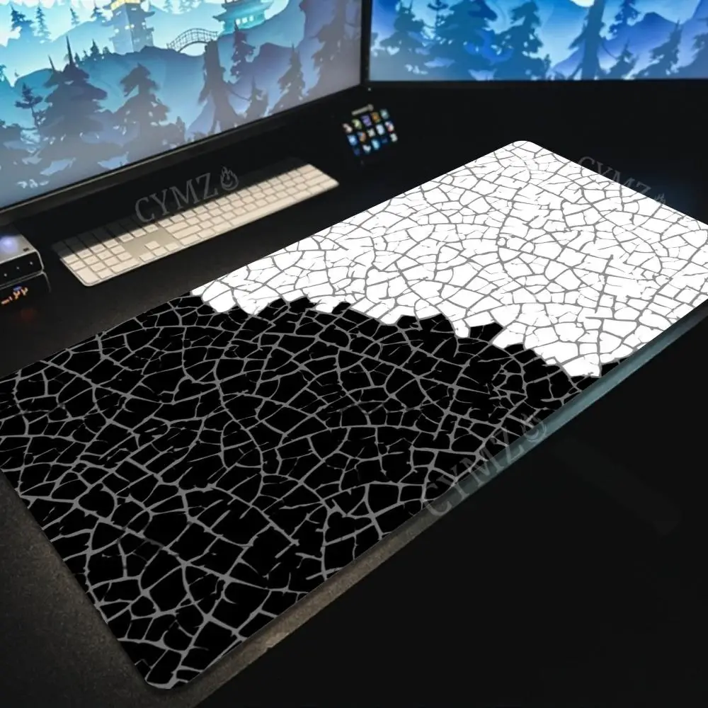 

Черно-белый коврик для мыши с трещинами, настольный коврик, игровые коврики, резиновые противоскользящие прочные аксессуары для ПК, коврики для клавиатуры и мыши, коврик