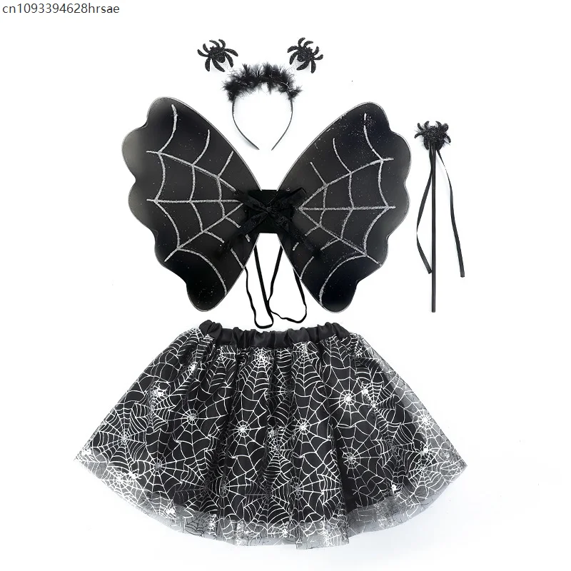 الفتيات الأرجواني الخفافيش فستان بتصميم حالم شبكة العنكبوت الساحرة الطفل العنكبوت مجموعة هالوين زي 2025