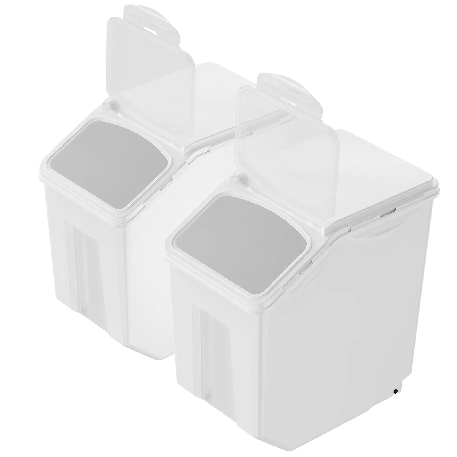 Ingredient Storage Bin, 2 X 15L Dispenser Bin with 2 Measuring Cups, Attachable Casters and Airtight Lid, 2 Pcs/Set Dog Pet