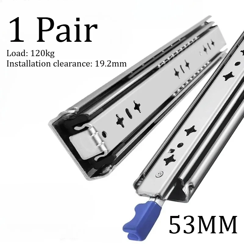 

53 мм сверхмощные направляющие для ящиков, запирающая буферная направляющая, промышленные ящики/мебель/автомобили для отдыха, трехсекционная направляющая