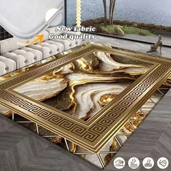 Nordic Luxury Carpet Golden Abstract Living Room Sofa Large Area Rugs Bedroom Decoration Floor Mat Washable Study Lounge Carpets