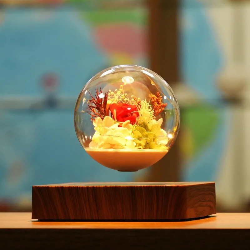 

Magnetic Levitation Preserved Flower Forever Real Eternal Roses Floating Lamp Levitating Light Bulb Gifts for Kids Lover Friends
