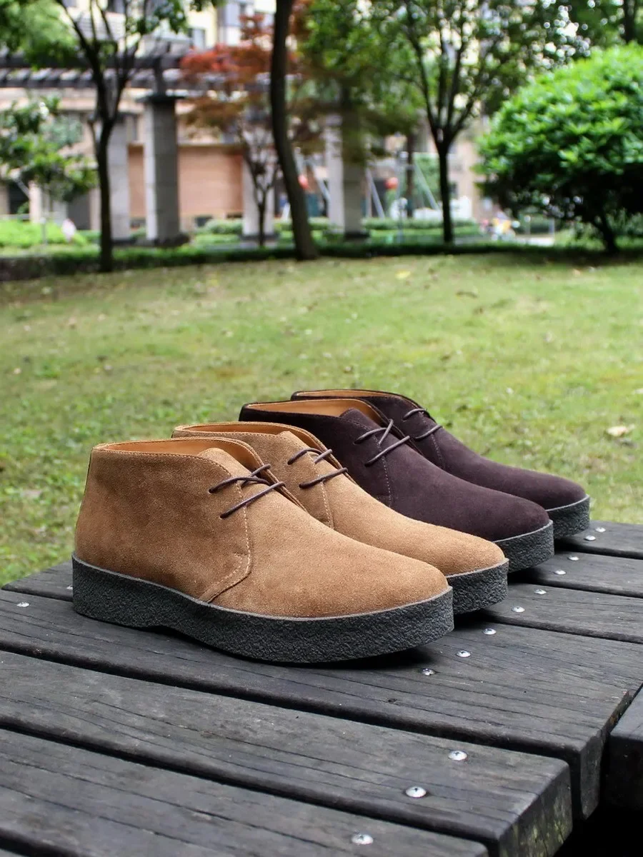 Careaymade-British Vintage 100% oryginalne skórzane buty na co dzień sznurowane Retro biznesowa grubość krowa zamsz odzież robocza buty męskie