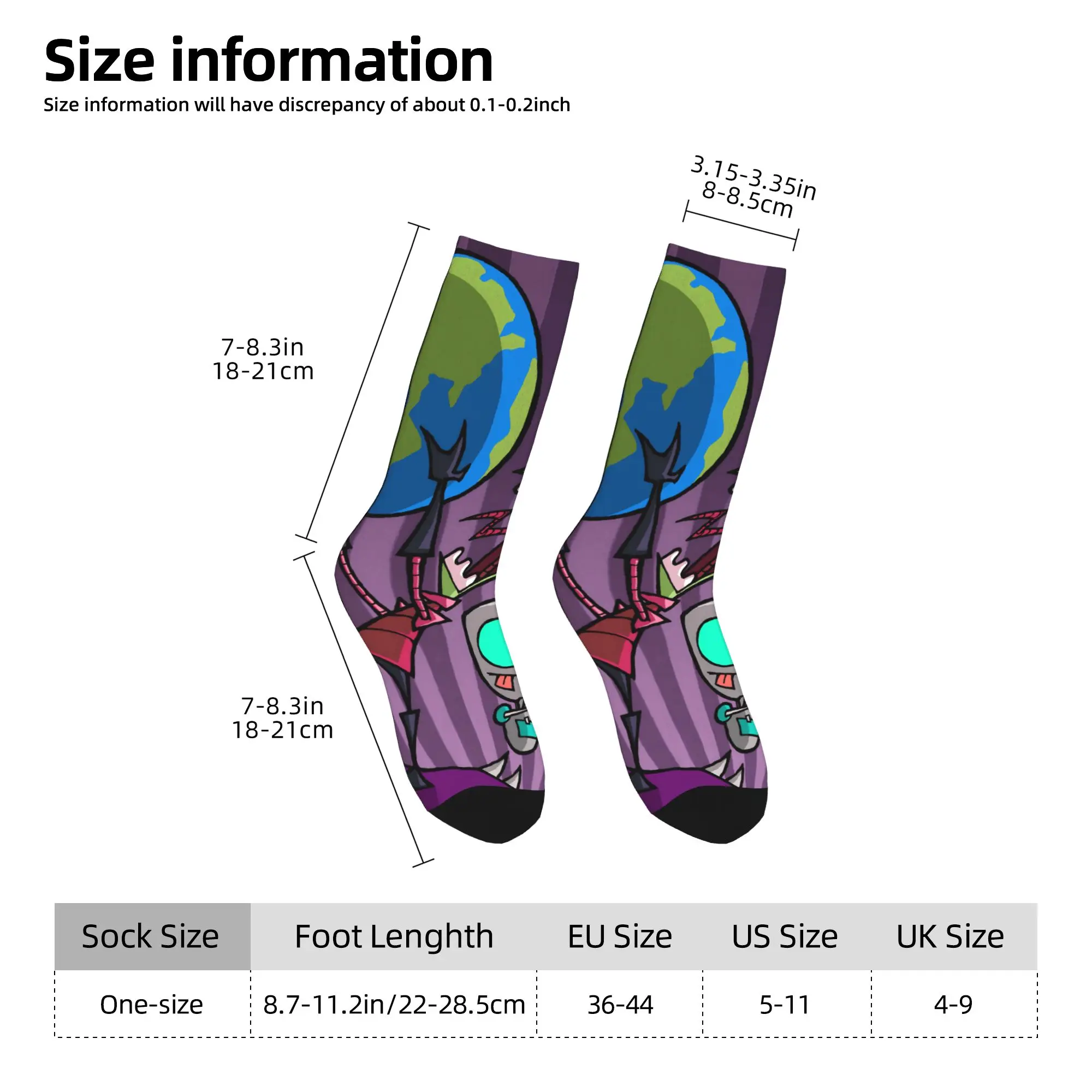 جوارب Invaders Zims جوارب جرافيك غير قابلة للانزلاق جوارب للزوجين دافئة وناعمة للشتاء كاواي لركوب الدراجات