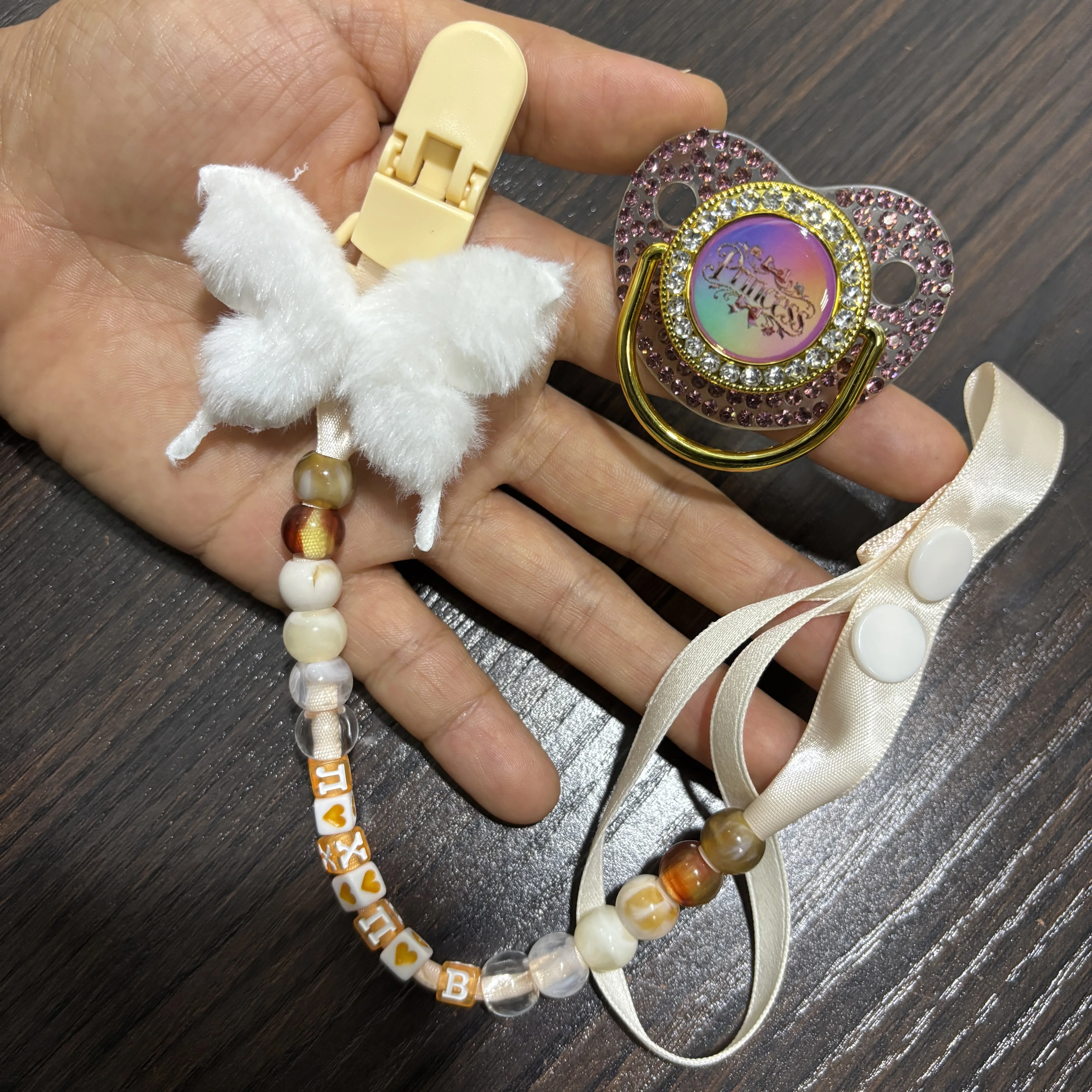 Cute Butterfly Comforting Baby Pacifier clip Set Soft Skin-Friendly Chewable Baby Pacifier 3D Print BPA-Free Suitable Newborns