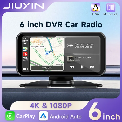 Universal 6 ""inalámbrico Carplay Android Auto Radio de coche reproductor de vídeo Multimedia 4K IPS pantalla táctil entrada auxiliar Bluetooth enlace de espejo