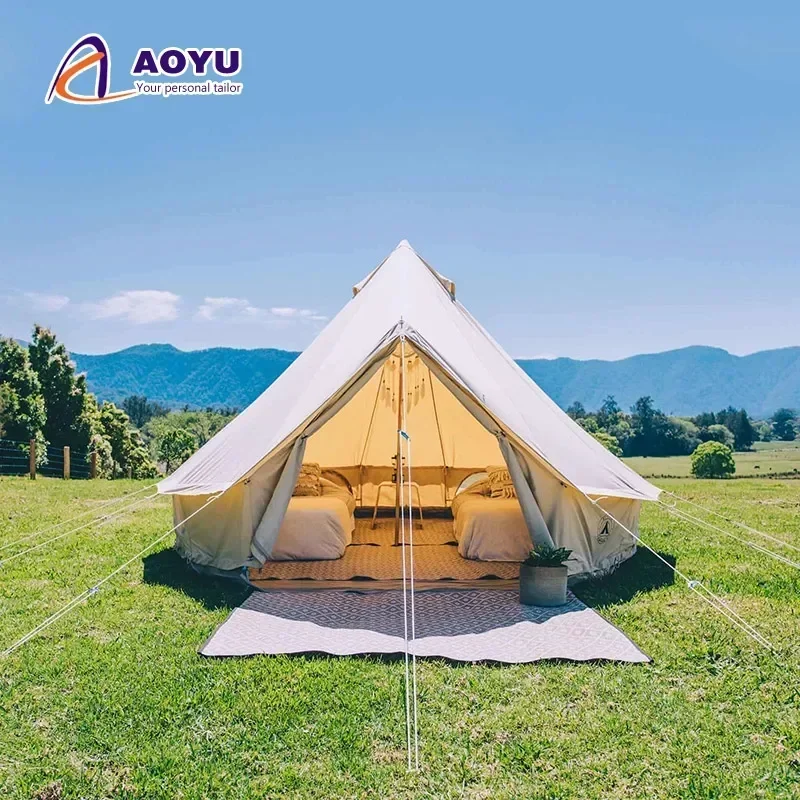 Outdoor 3m 4m 5m 6m Family Camping House Canvas Yurt Teepee Mongolian Bell Tent For Sale