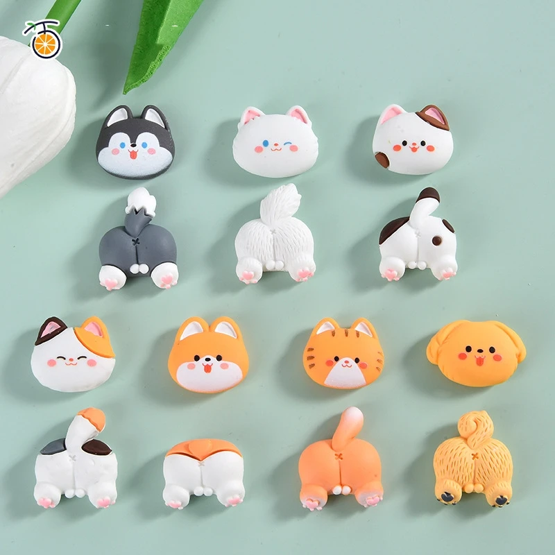 20pcs Resin Cat Buttock Cabochons Flatback for Phone Cases Kawaii Kitten with Butt Animal Ornament Flat Back Resin Accessory