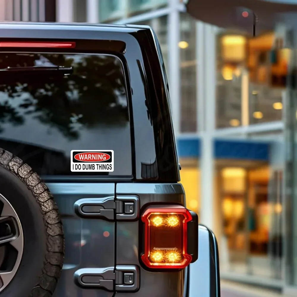 4 TEILE/SATZ Humorvoller Aufkleber „Warning I Do Dumb Things“ – selbstklebend für Auto, Laptop, Handyhülle, lustiges Geschenk für Enthusiasten