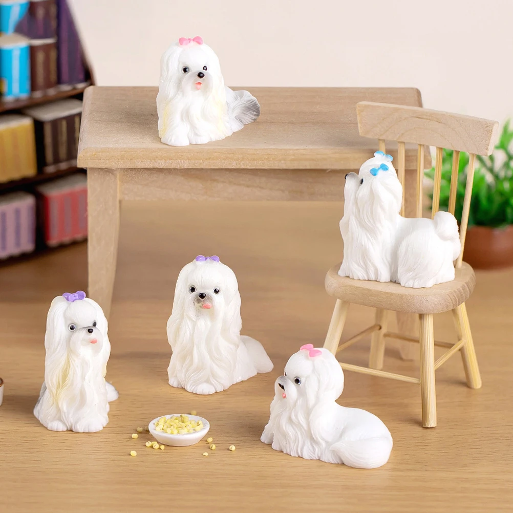 

6 Pcs Mini Puppy Decoration Dog Figurines Miniature Decorations Resin Ornaments